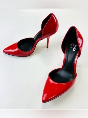Mix No 6 red patent heels Size 7.5 pointy toe pumps party cocktail